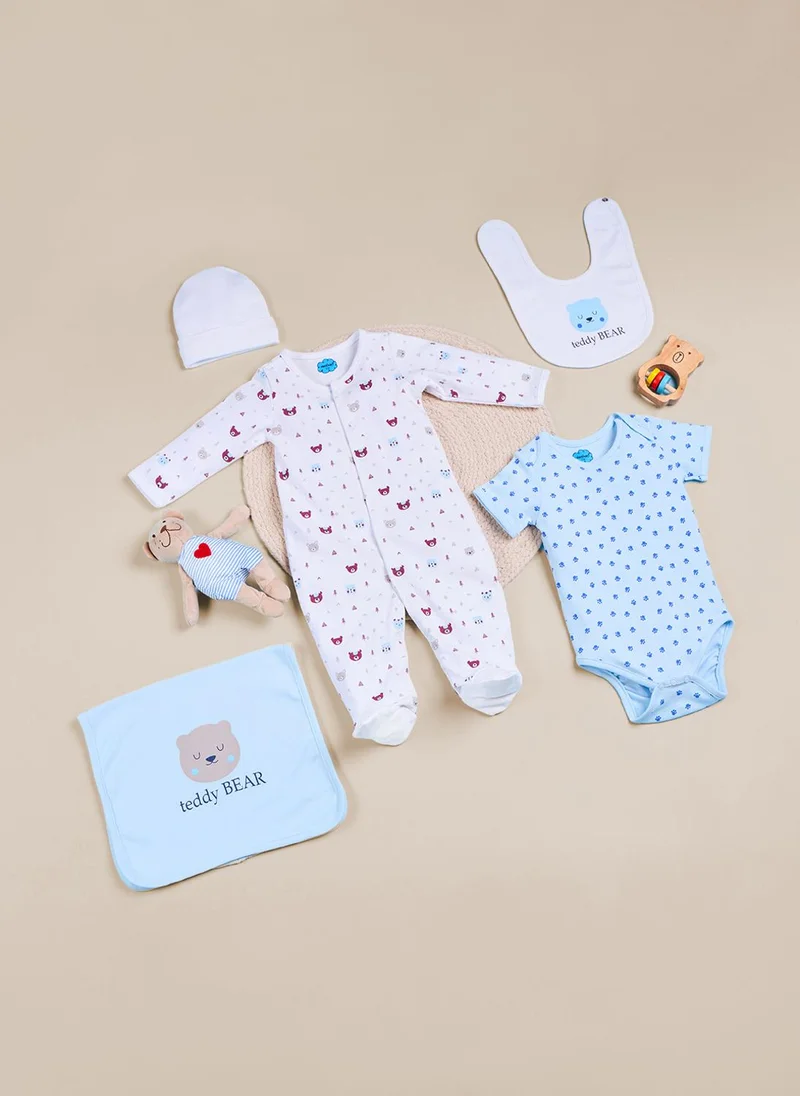 نوتيناتي طقم هدايا للأطفال حديثي الولادة مكون من  قطع بطبعات دببة قطنية %